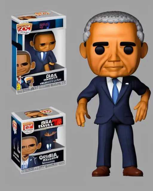 Image similar to full body 3d render of barack obama as a funko pop, studio lighting, white background, blender, trending on artstation, 8k, highly detailed