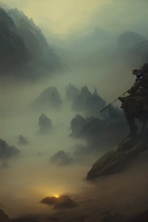 Image similar to first person view from a soldier in operation overlord, extremely detailed digital painting, in the style of fenghua zhong and ruan jia and jeremy lipking and peter mohrbacher, mystical colors, rim light, beautiful lighting, 8 k, stunning scene, raytracing, octane, trending on artstation