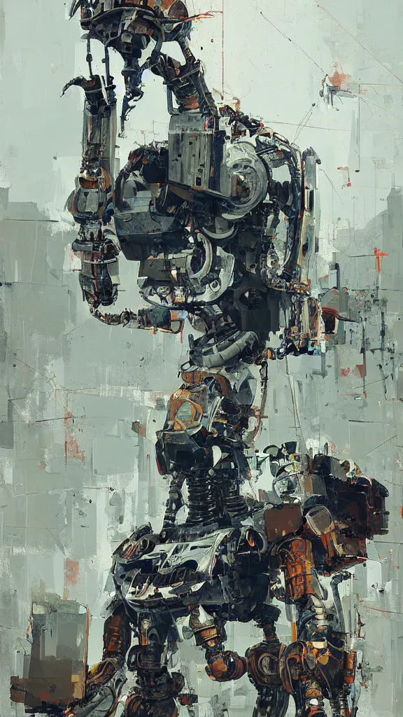 Image similar to robot painting a robot on canvas, intricate, highly detailed, photorealistic, film still, by ismail inceoglu.