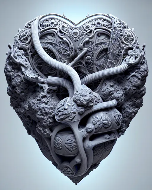 Image similar to 3 d render of beautiful ornate carved water heart, sigma 5 0 0 mm f / 5. beautiful intricate highly detailed heart, plasma, lava, ice, water, wind, creature, thunderstorm! artwork by tooth wu and wlop and beeple and greg rutkowski, 8 k trending on artstation