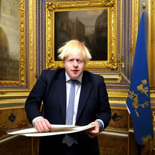 Prompt: boris johnson working in kremlin, reality, realistic, detailed, 8 k, award winning, wide shot,