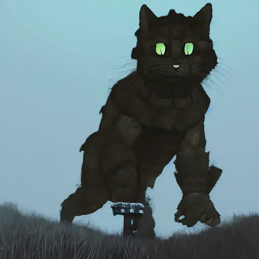 Image similar to cat by shadow of the colossus style