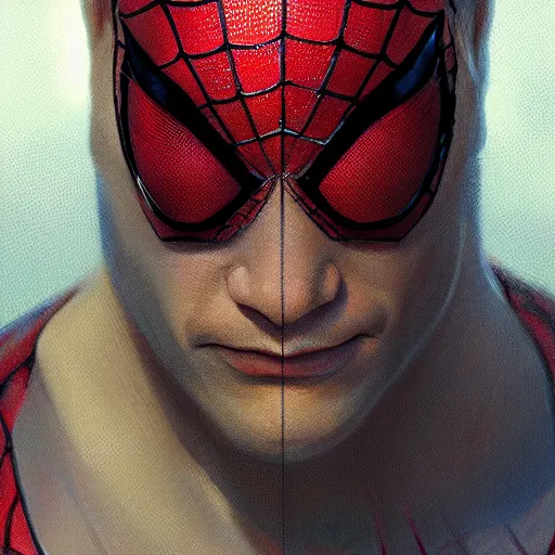 Image similar to spiderman closeup portrait, dramatic light, lake background, 2 0 0 mm focal length, painted by stanley lau, painted by greg rutkowski, painted by stanley artgerm, digital art, trending on artstation