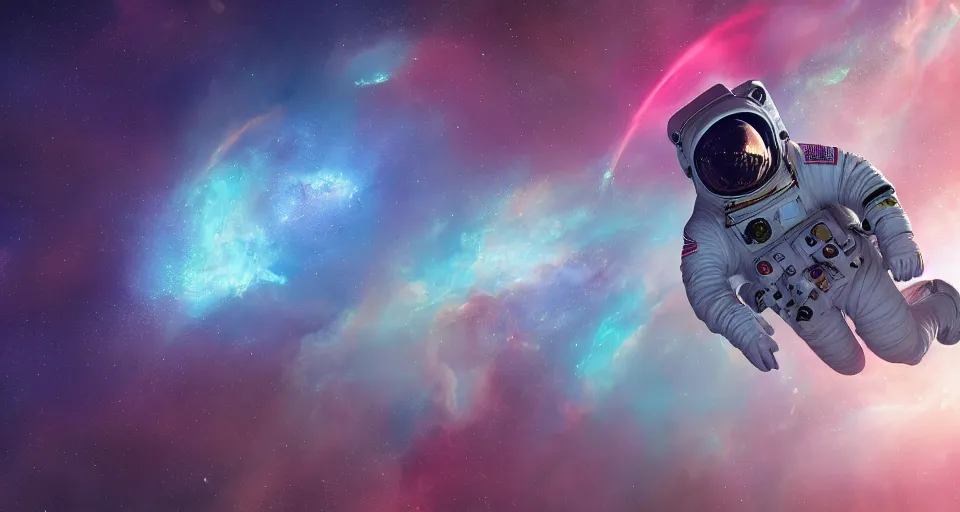 Image similar to an astronaut flying through a space nebula, intricate artwork by tooth wu and wlop and beeple, octane render, hyper realism, 8 k