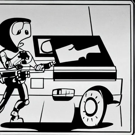 Image similar to anthropomorphic cars and trucks engage in laser gun battles, 8 0 s cartoon