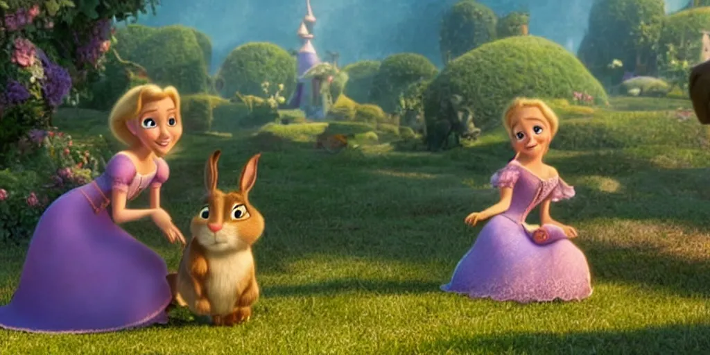 Image similar to a rabbit in the movie tangled, screenshot