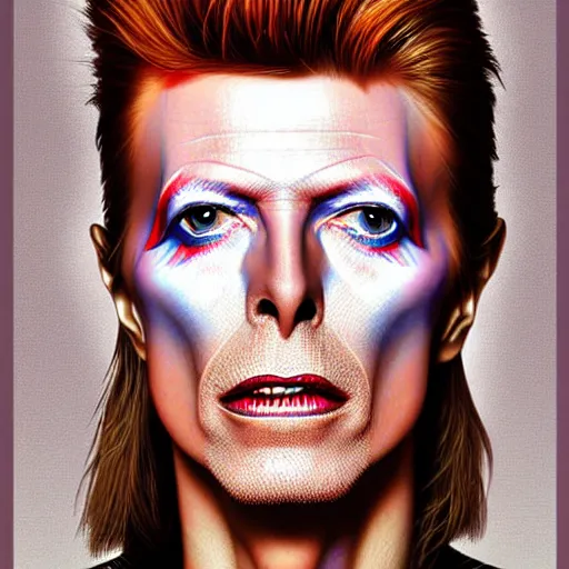 Image similar to digital painting of david bowie by filipe pagliuso and justin gerard, symmetric, fantasy, highly, detailed, realistic, intricate