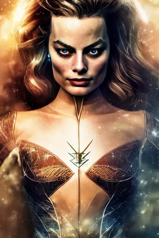 Image similar to majestic and regal portrait of margot robbie female the flash, dc universe, perfect face, beautiful, intricate, epic, elegant, fantasy, highly detailed, digital painting, hard focus, beautiful volumetric lighting, epic light, ultra detailed, by leesha hannigan, ross tran, thierry doizon, kai carpenter, ignacio fernandez rios