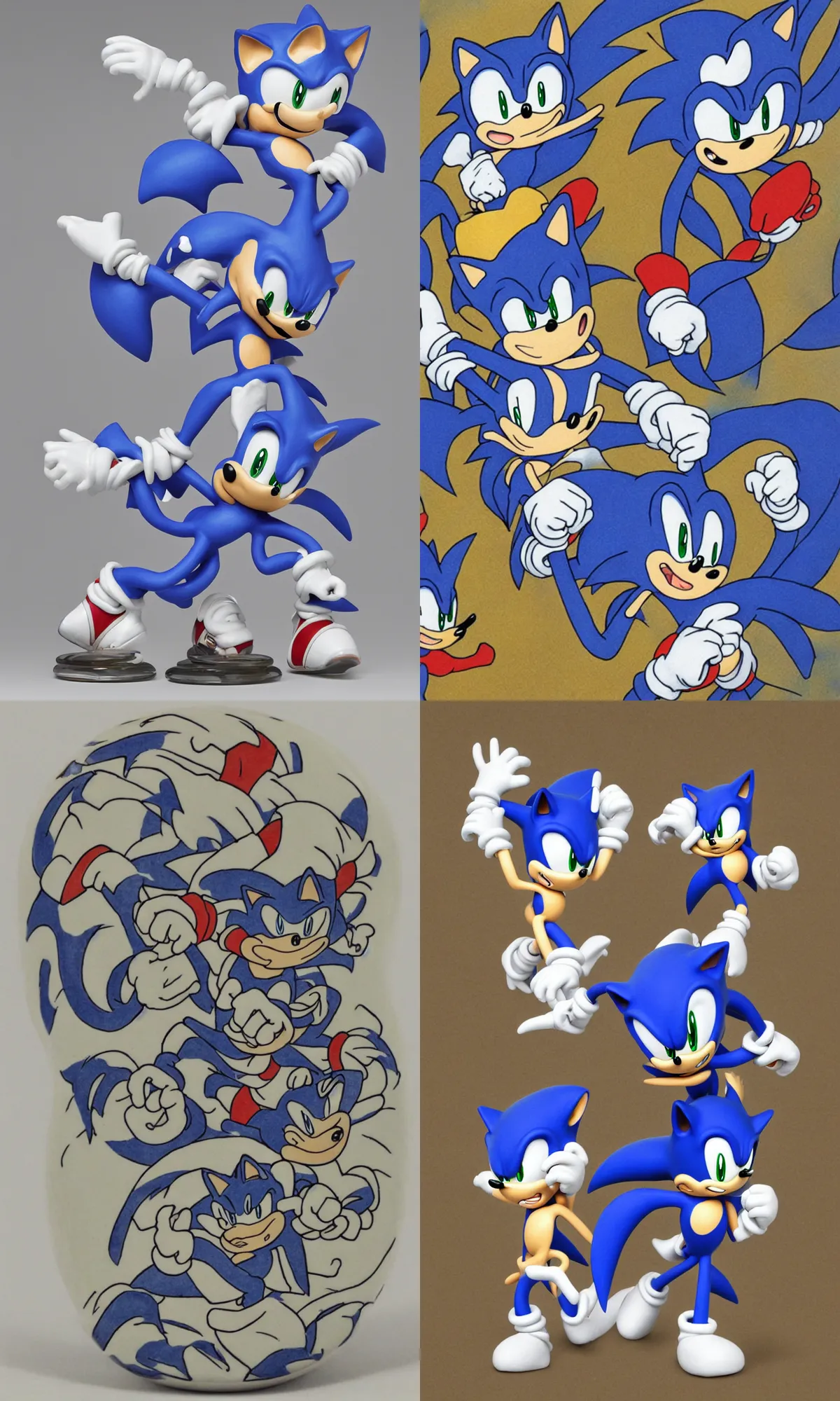 Prompt: Sonic the Hedgehog, porcelain in the style of the Ming Dynasty