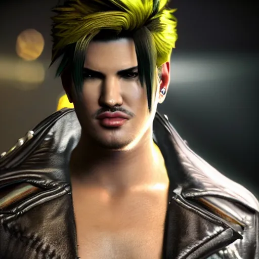 Prompt: a videogame still of Adam Lambert in Tekken 7, portrait, 40mm lens, shallow depth of field, close up, split lighting, cinematic