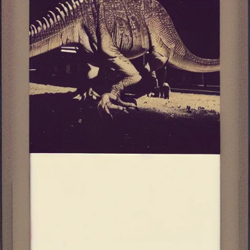 Image similar to polaroid of a dinosaur