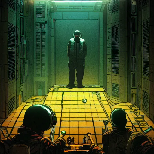 Image similar to lovecraftian, 2 0 0 1 a space odyssey, y 2 k aesthetic, dramatic lighting, illustration by enki bilal, trending on artstation