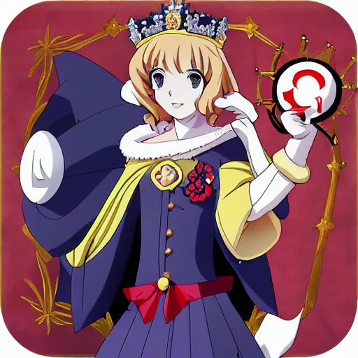 Image similar to queen elizabeth is an anime girl in the style of trigger animation