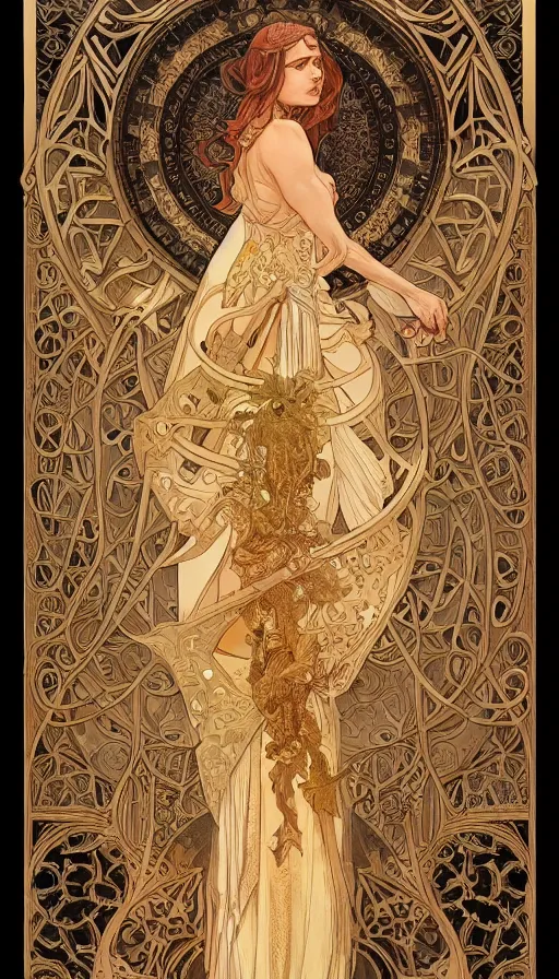 Image similar to soldiers, highly detailed, very intricate, art nouveau, gold filigree, left right symmetry, tarot concept art watercolor illustration by mandy jurgens and alphonse mucha and alena aenami, featured on artstation