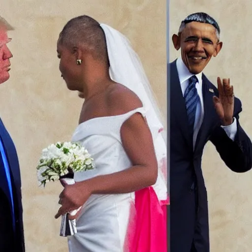 Image similar to Donald Trump and Obama get married