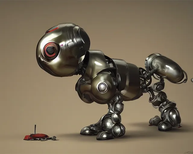 Image similar to dachshund robot, droid, mechanical, machine, flesh, octane render, concept art, luka mivsek, ruan jia