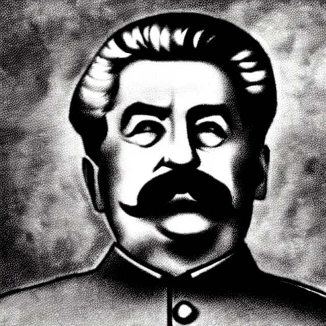 Prompt: stalin, red eyes, pain, hell, biboran, book