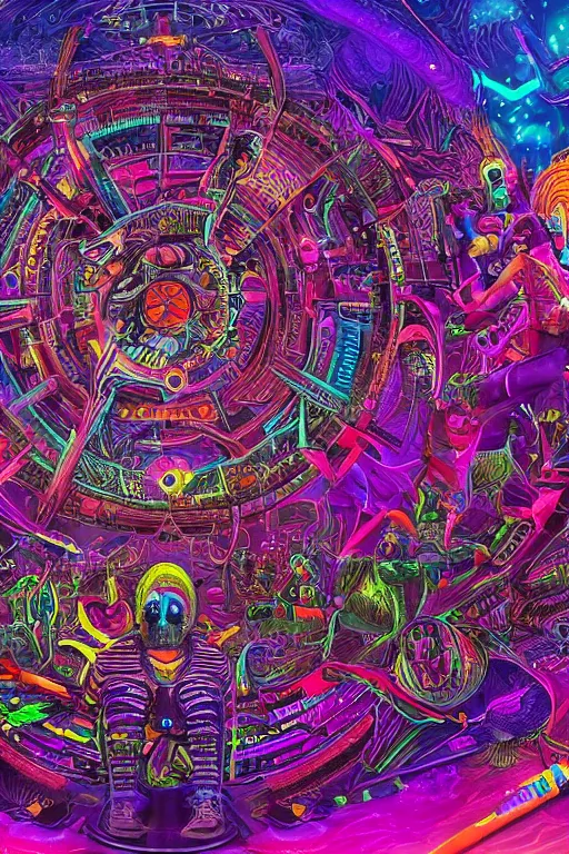 Image similar to futuristic universe, death of humanity, psychedelic dmt trip, detailed intricate, 8 k