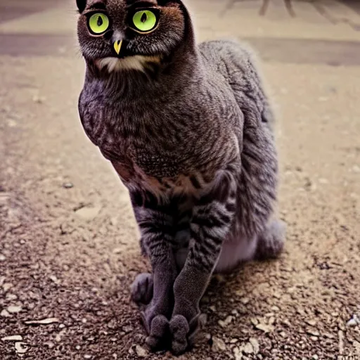 Image similar to a feline owl - cat - hybrid, animal photography