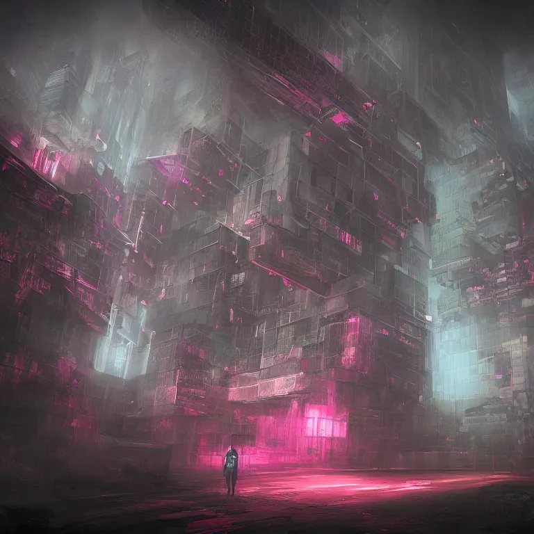 Image similar to the void, digital fantasy render, neonpunk, dread and despair