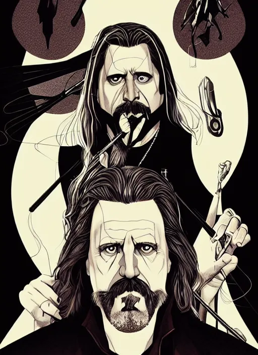 Prompt: big lebowski as a vampire queen, science fiction comic illustration by sana takeda and jenny frison, intricate, stunning inking lines, hyper detailed, 4 k, hd, award winning, photorealistic