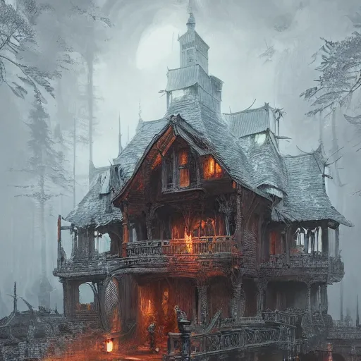 Prompt: detailed the living hall haunted house, highly detailed, illustration, fantasy art, in the style of greg rutkowski, epic, fantasy, intricate, hyper detailed, artstation, concept art, smooth, sharp focus, ray tracing