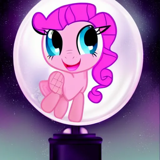 Image similar to Pinkie Pie 💓🐴 trapped inside a crystal ball 🔒🔮