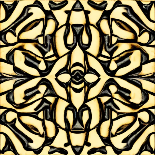 Image similar to 3d render of an abstract medieval pattern gold tile, symetrical