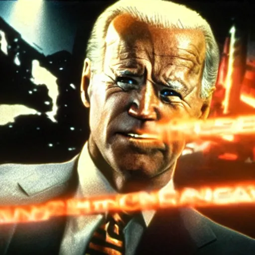 Prompt: joe biden in the terminator executing donald trump, cinematic, establishing shot, extremly high detail, photorealistic, cinematic lighting, style by James Gurney