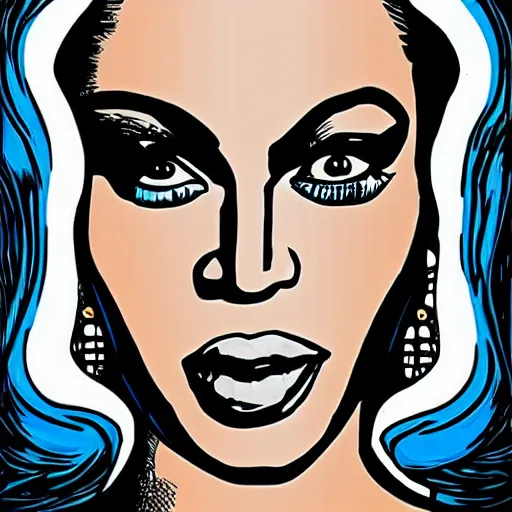 Image similar to beyonce in the style of dan parent, comic book