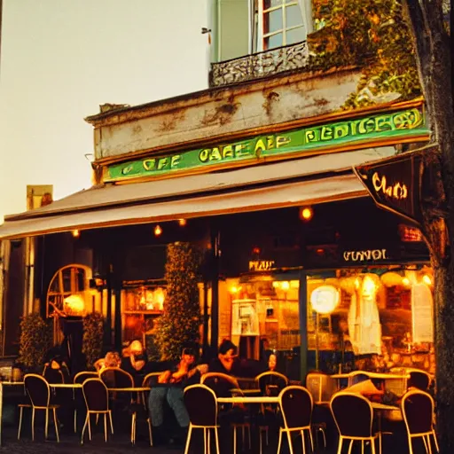 Prompt: cafe in paris, sunset, 3 5 mm, iso 4 0 0, kodak
