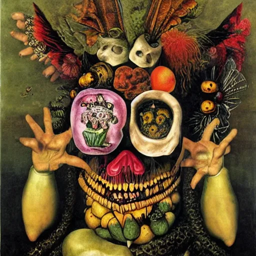 Prompt: punk album cover, psychedelic, giuseppe arcimboldo