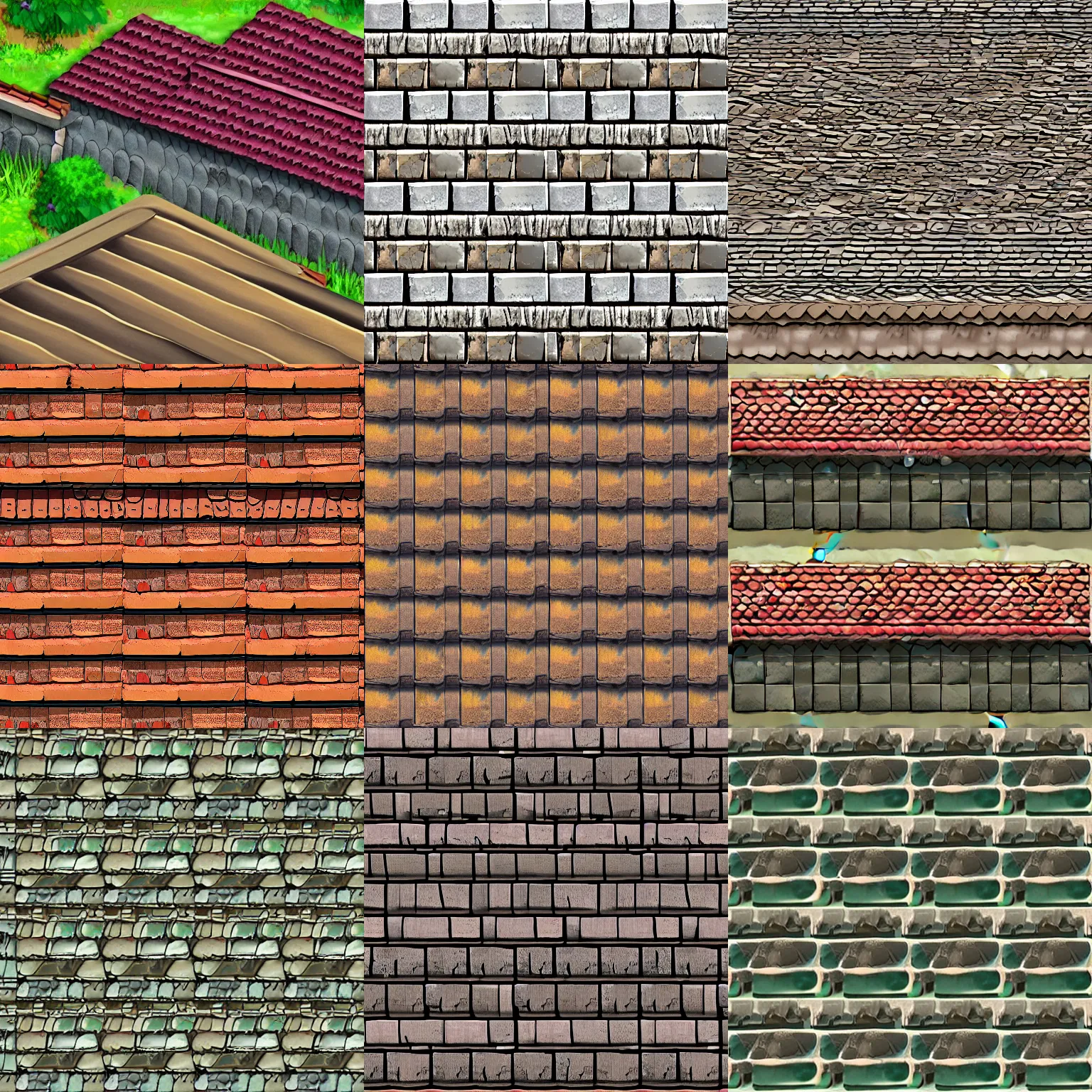 Prompt: roof tile texture by studio ghibli, texture pack, video game asset