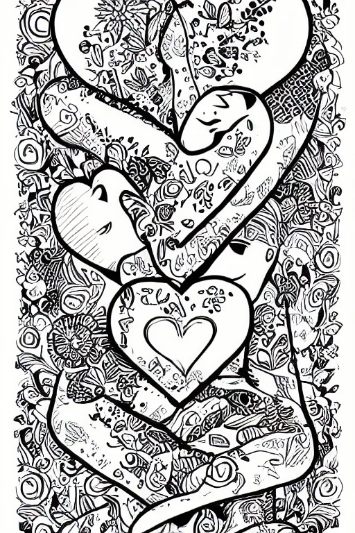 Image similar to black and white illustration, creative design, love yourself