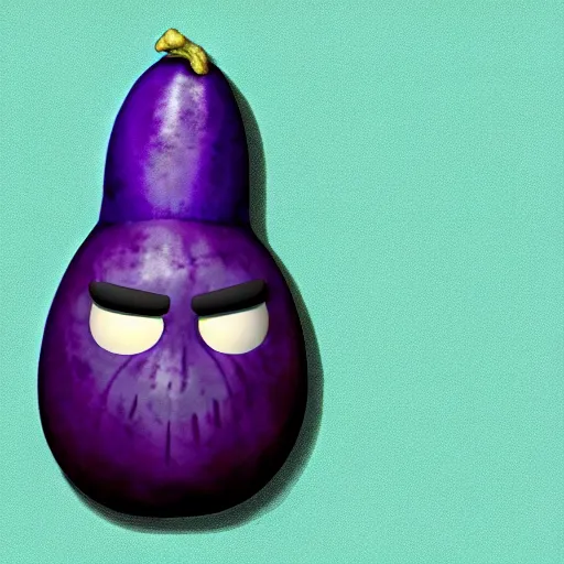 Image similar to thanos as an eggplant with eggplant features with the face of thanos, realistic, hyperrealistic, ultra realistic, real, real world, highly detailed, very detailed, extremely detailed, intricate details, 8 k resolution, hd quality