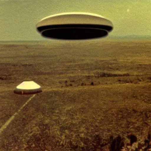 Image similar to leaked image of a ufo, grainy, 1 9 6 8, expired film