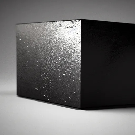 Image similar to dark black ingot that is glossy and has tiny imperfections, insane details, sharp focus, octane render