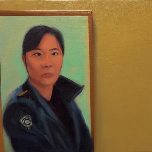 Prompt: modern oil painting portrait of police psychologist dr. tracy wong