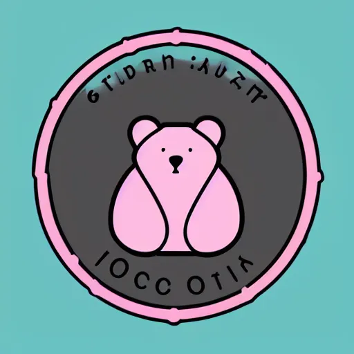 Image similar to a cute pink fluffy vector podcast logo of a streaming bear, golden ratio, iconic, award winning, line art, bold, playful