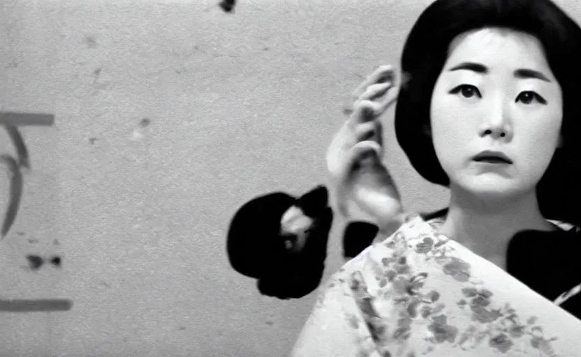 Image similar to a woman, screenshot from a 1 9 6 0 s japanese art house film