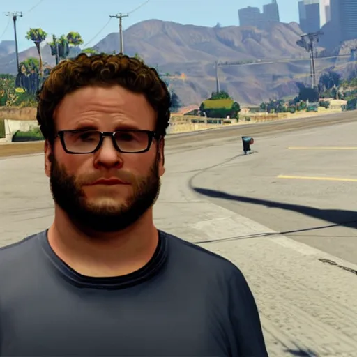 Image similar to seth rogen as a character in gta v