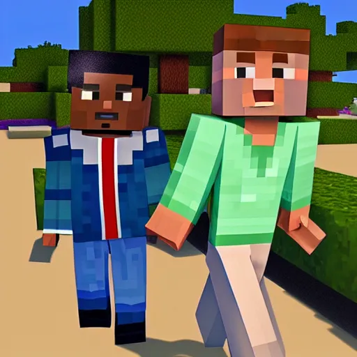 Image similar to Minecraft Steve meets photorealistic Barack Obama, digital art, trending on artstation, oil painting