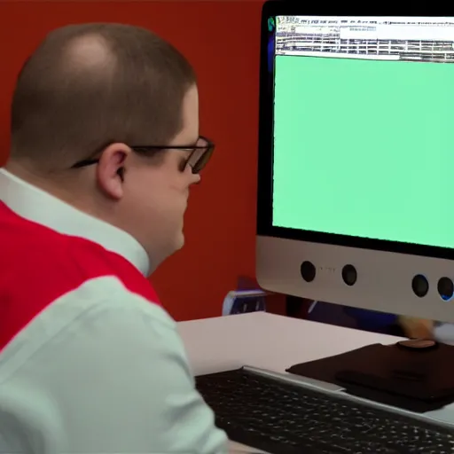 Prompt: photo of a person using a 3 d modelling program on their computer to model peter griffin