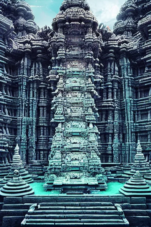 Prompt: alien portal made out of hindu temples by stanley kubrick and tooth wu and wlop and beeple