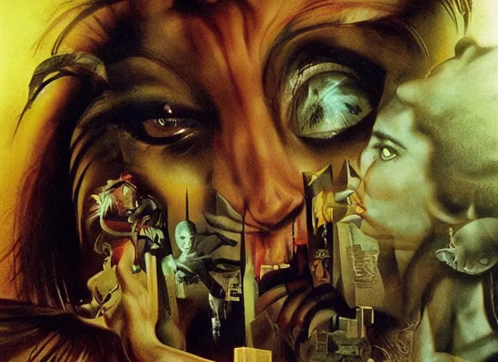 Prompt: wild underground scene from a 7 0's movie by chris cunningham, kenneth anger and alejandro jodorowsky : : surreal dream scene of actresses turning into animals in urban setting : : close - up, ultra realistic, concept art, highly detailed by greg hildebrandt, enki bilal, tim walker 4 k