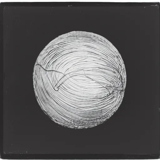 Image similar to Marcel Duchamp holding a light-producing sphere with cables attached, 35mm film, icon by Irving Penn