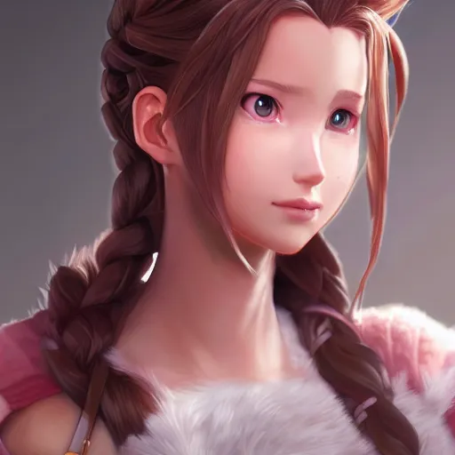 Prompt: concept art of aerith aeris by logan cure, BangkuART, sakimichan, yan gisuka, zeronis, dan eder, nick silva, Ja Mong, 4k, artstation