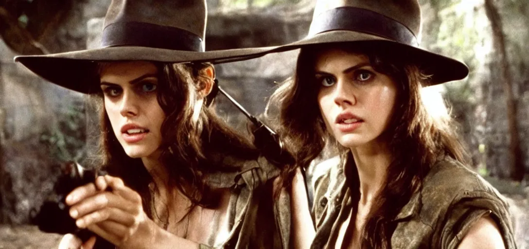 Image similar to still of alexandra daddario as indiana jones in raiders of the lost ark ( 1 9 8 1 )