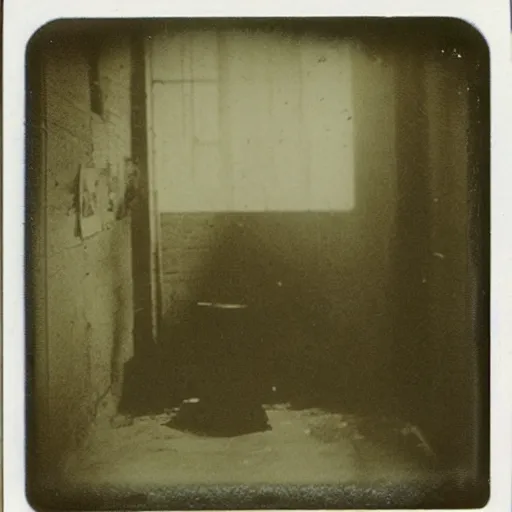 Image similar to retro Polaroid photograph of a crime scene of the serial killer Jack the Ripper, unsettling, creepy, horrific, gruesome