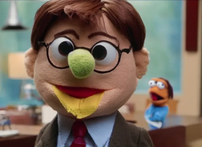 Image similar to film still of Dwight Schrute as a muppet from The Office, 4k